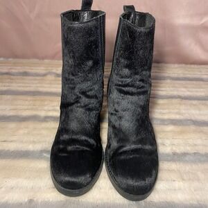 UGG Camden Ankle Boots Black Hair Calf Leather Pull On‎ Size 7